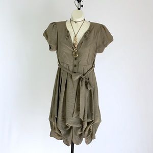 ⬇️ $50 Olive green parachute hem dress